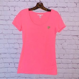{VS Pink} Glitter Heart Tshirt Sz M